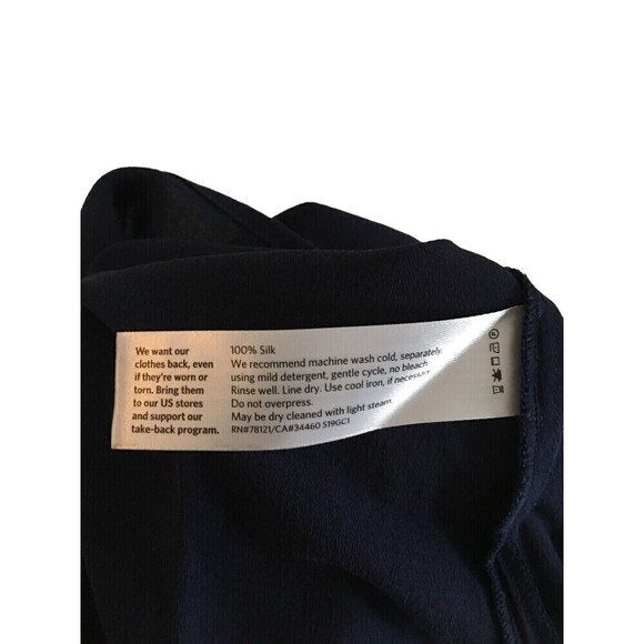 Eileen Fisher Silk Top Women's Size Small Petite Navy Blue Sleeveless - Picture 5 of 6